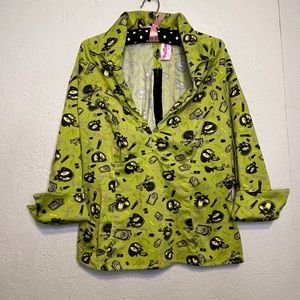 PUG Pinup Couture Steph Buscema Skulls Retro Blouse 2XL 2x